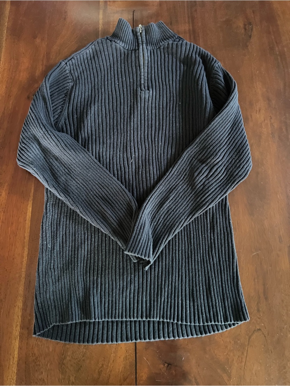 Men’s Charcoal Gray QuarterZip sweater | 100% Cotton | Large